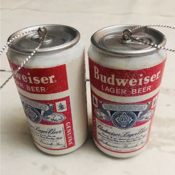 Budweiser Beer Can Christmas Ornaments set of 2 NEW - Picture 5 of 5